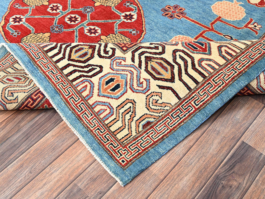 8'0" x 9'9" New Hand Knotted Blue Wool Rectangle Oriental Rug - MOA1021516