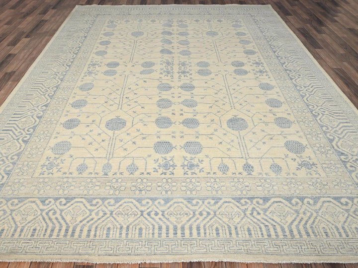 8'10" x 11'11" New Hand Knotted Ivory Wool Rectangle Oriental Rug - MOA1021517