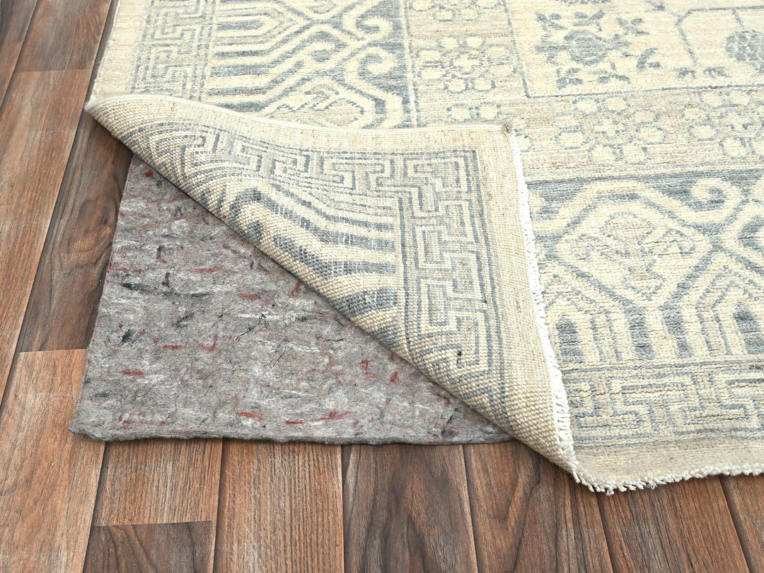 8'10" x 11'11" New Hand Knotted Ivory Wool Rectangle Oriental Rug - MOA1021517