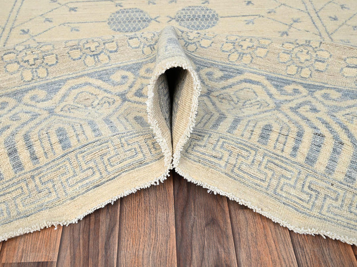 8'10" x 11'11" New Hand Knotted Ivory Wool Rectangle Oriental Rug - MOA1021517