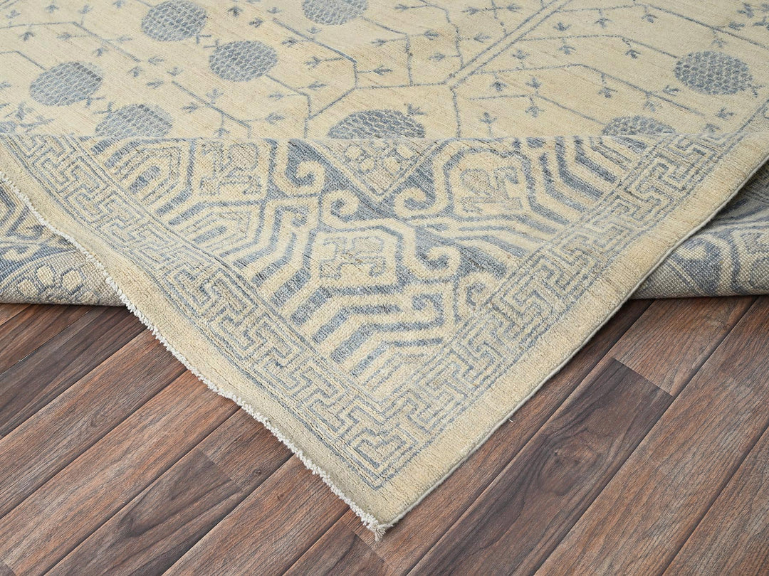 8'10" x 11'11" New Hand Knotted Ivory Wool Rectangle Oriental Rug - MOA1021517