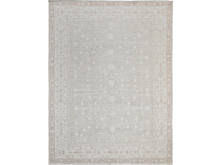 8'9" x 11'6" New Hand Knotted Grey Wool Rectangle Oriental Rug - MOA1021518