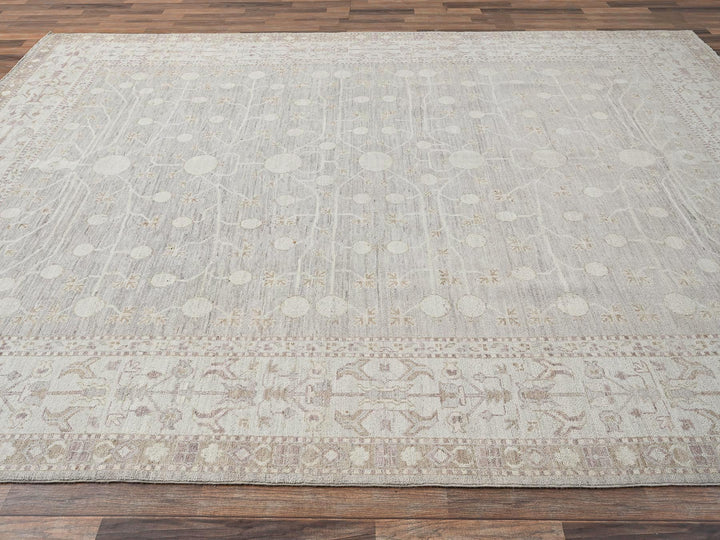 8'9" x 11'6" New Hand Knotted Grey Wool Rectangle Oriental Rug - MOA1021518