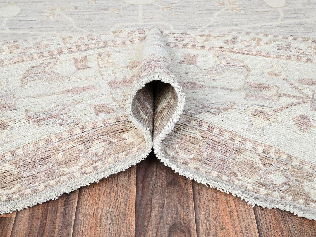 8'9" x 11'6" New Hand Knotted Grey Wool Rectangle Oriental Rug - MOA1021518