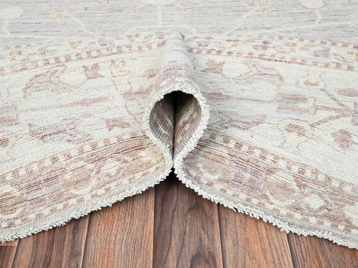 8'9" x 11'6" New Hand Knotted Grey Wool Rectangle Oriental Rug - MOA1021518