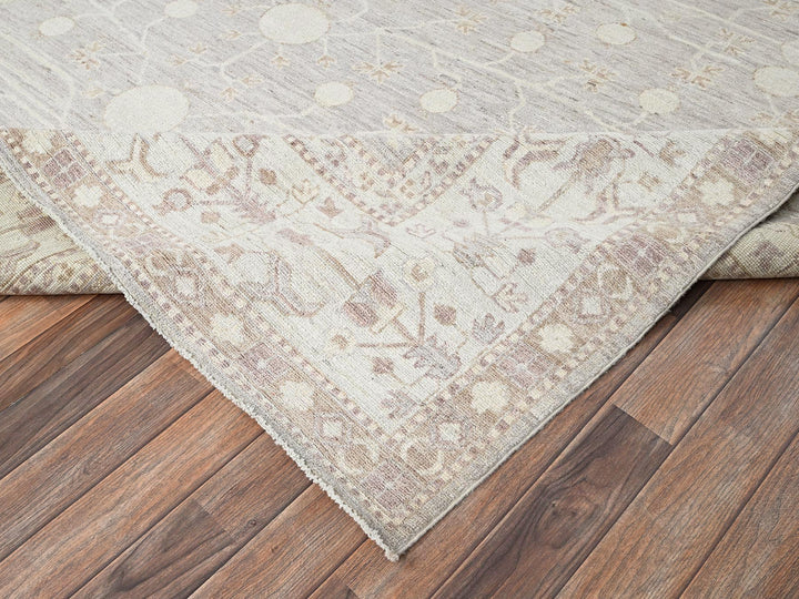 8'9" x 11'6" New Hand Knotted Grey Wool Rectangle Oriental Rug - MOA1021518