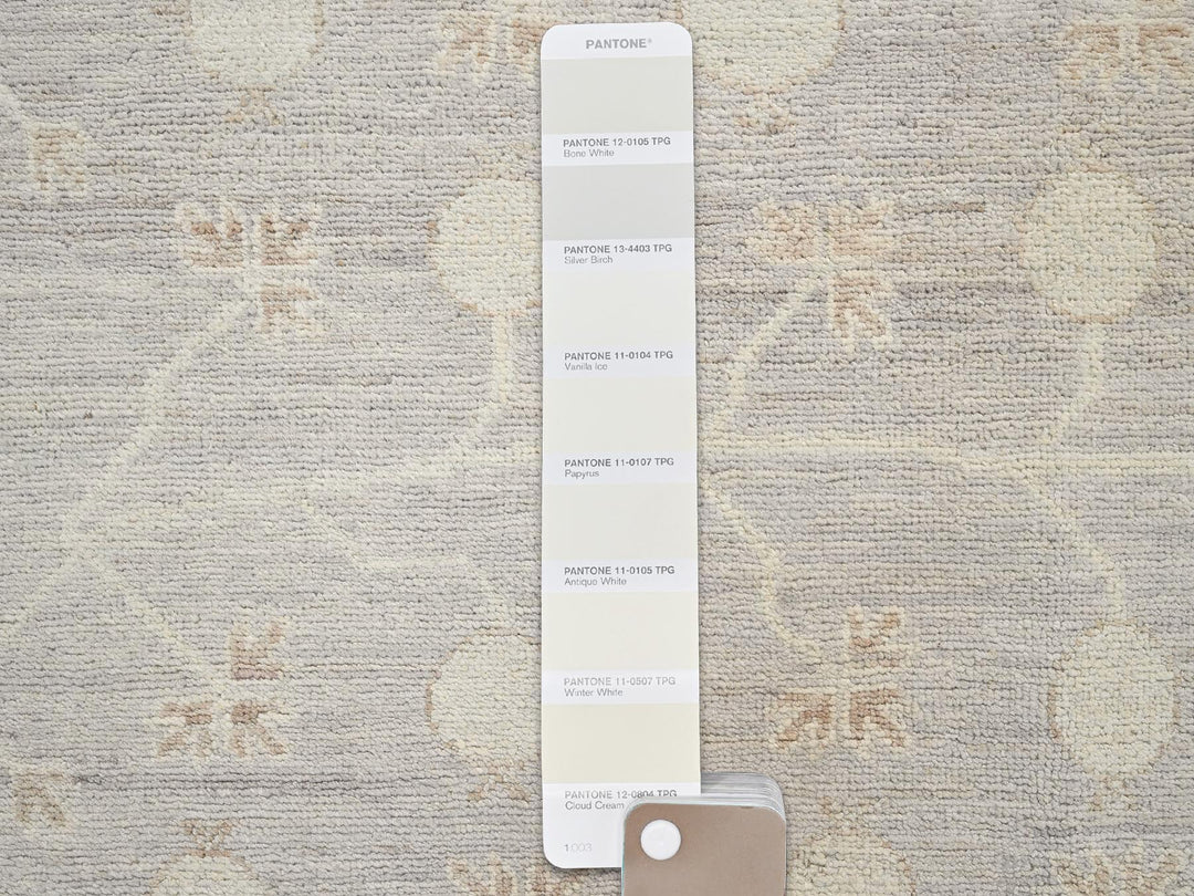 8'9" x 11'6" New Hand Knotted Grey Wool Rectangle Oriental Rug - MOA1021518