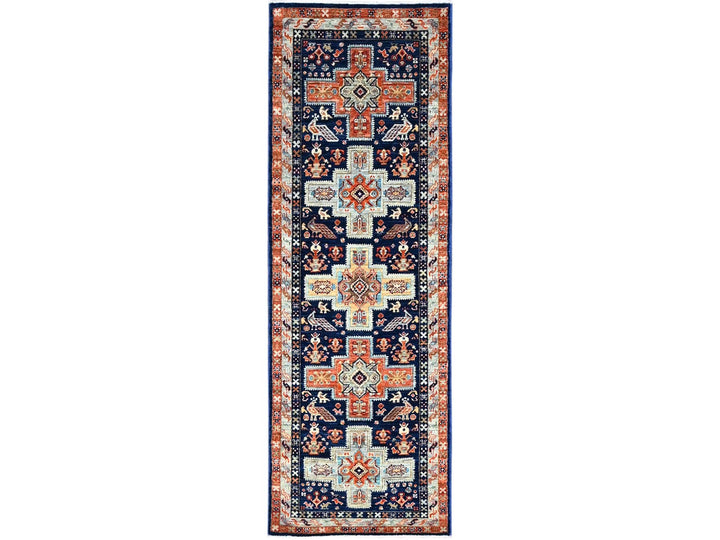 2'0" x 5'10" New Hand Knotted Blue Wool Runner Oriental Rug - MOA102151