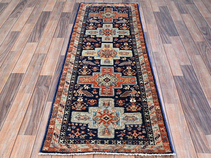 2'0" x 5'10" New Hand Knotted Blue Wool Runner Oriental Rug - MOA102151