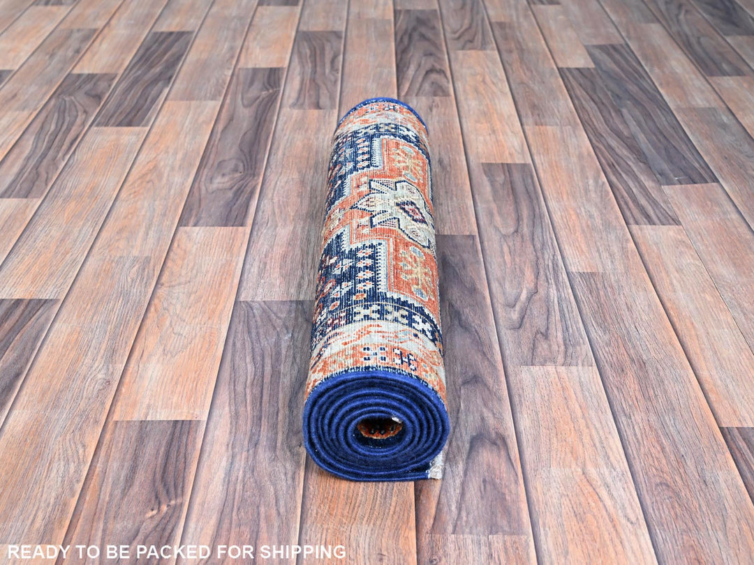2'0" x 5'10" New Hand Knotted Blue Wool Runner Oriental Rug - MOA102151