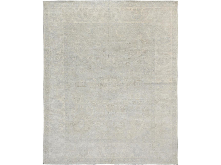 8'1" x 9'10" New Hand Knotted Ivory Wool Rectangle Oriental Rug - MOA1021520