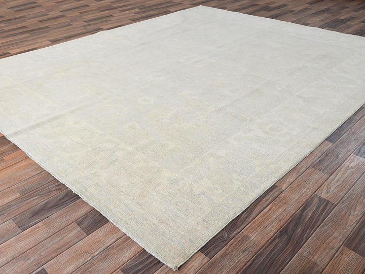 8'1" x 9'10" New Hand Knotted Ivory Wool Rectangle Oriental Rug - MOA1021520