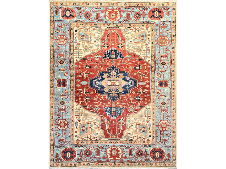 7'11" x 10'4" New Hand Knotted Red Wool Rectangle Oriental Rug - MOA1021521