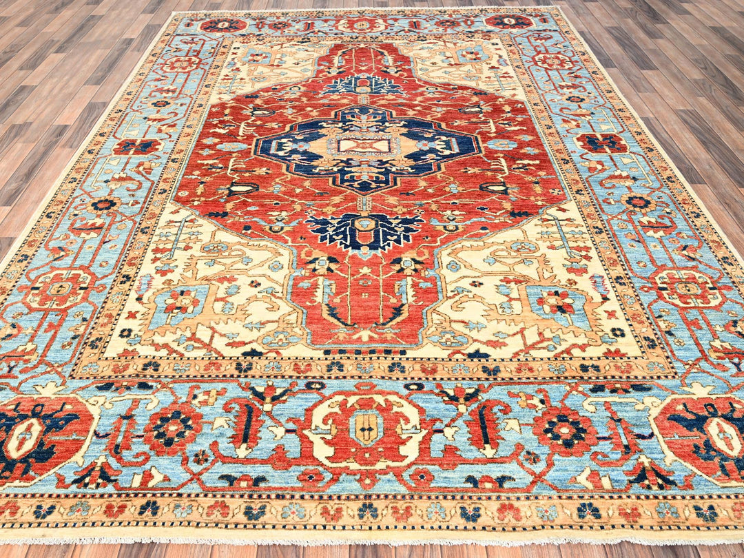 7'11" x 10'4" New Hand Knotted Red Wool Rectangle Oriental Rug - MOA1021521