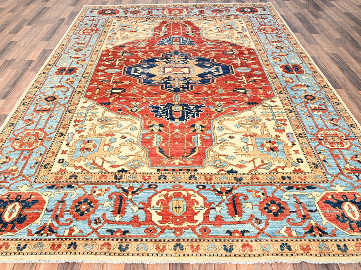 7'11" x 10'4" New Hand Knotted Red Wool Rectangle Oriental Rug - MOA1021521