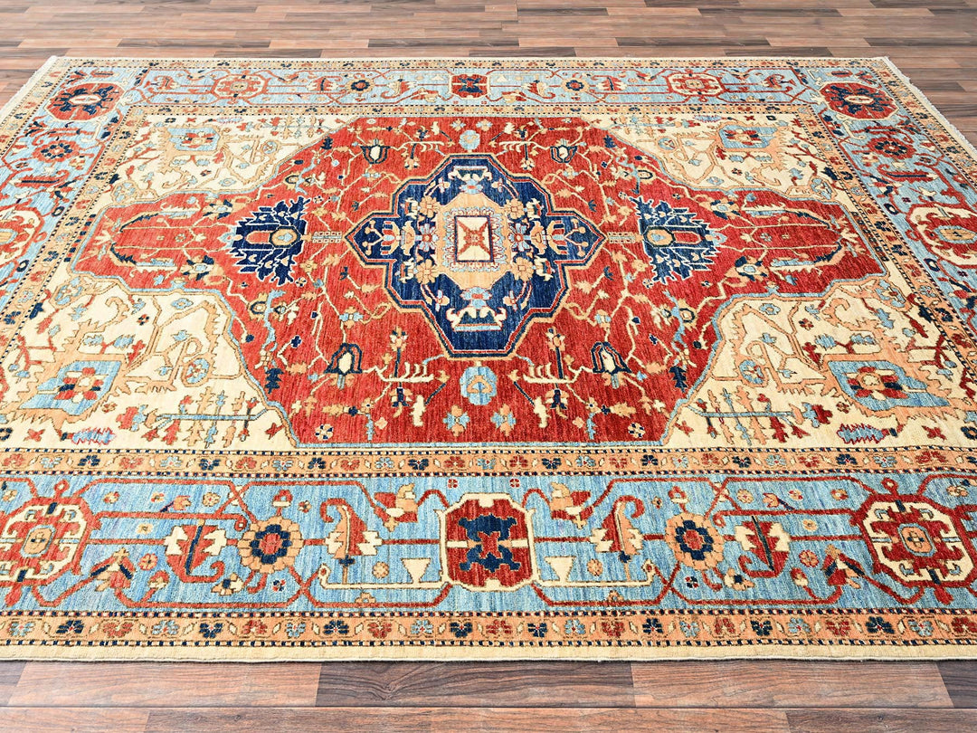 7'11" x 10'4" New Hand Knotted Red Wool Rectangle Oriental Rug - MOA1021521