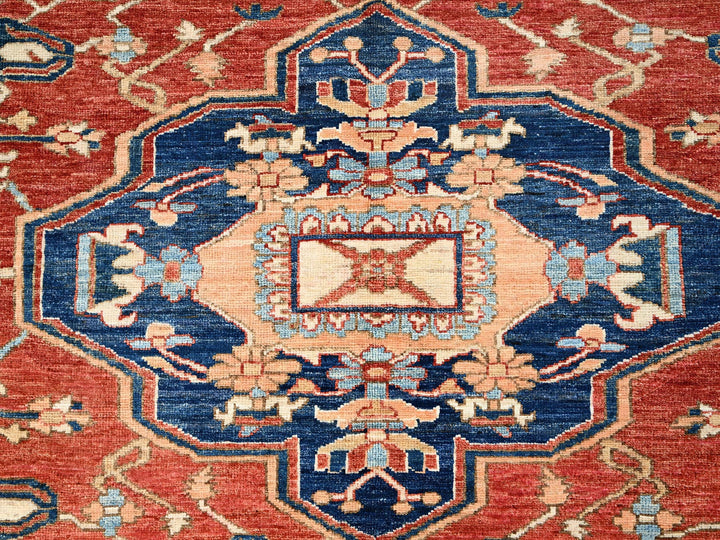 7'11" x 10'4" New Hand Knotted Red Wool Rectangle Oriental Rug - MOA1021521