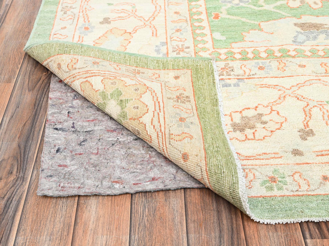 8'11" x 11'10" New Hand Knotted Green Wool Rectangle Oriental Rug - MOA1021522