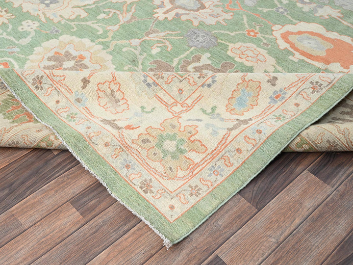 8'11" x 11'10" New Hand Knotted Green Wool Rectangle Oriental Rug - MOA1021522