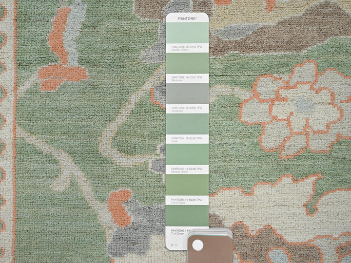 8'11" x 11'10" New Hand Knotted Green Wool Rectangle Oriental Rug - MOA1021522