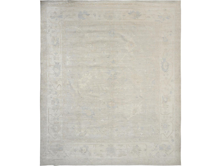 11'11" x 14'2" New Hand Knotted Ivory Wool Rectangle Oriental Rug - MOA1021523