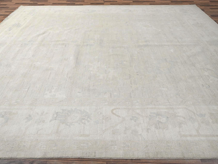 11'11" x 14'2" New Hand Knotted Ivory Wool Rectangle Oriental Rug - MOA1021523