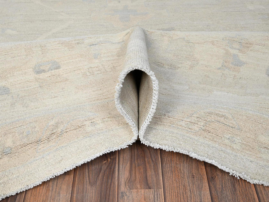 11'11" x 14'2" New Hand Knotted Ivory Wool Rectangle Oriental Rug - MOA1021523