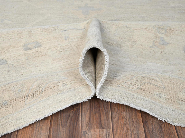 11'11" x 14'2" New Hand Knotted Ivory Wool Rectangle Oriental Rug - MOA1021523