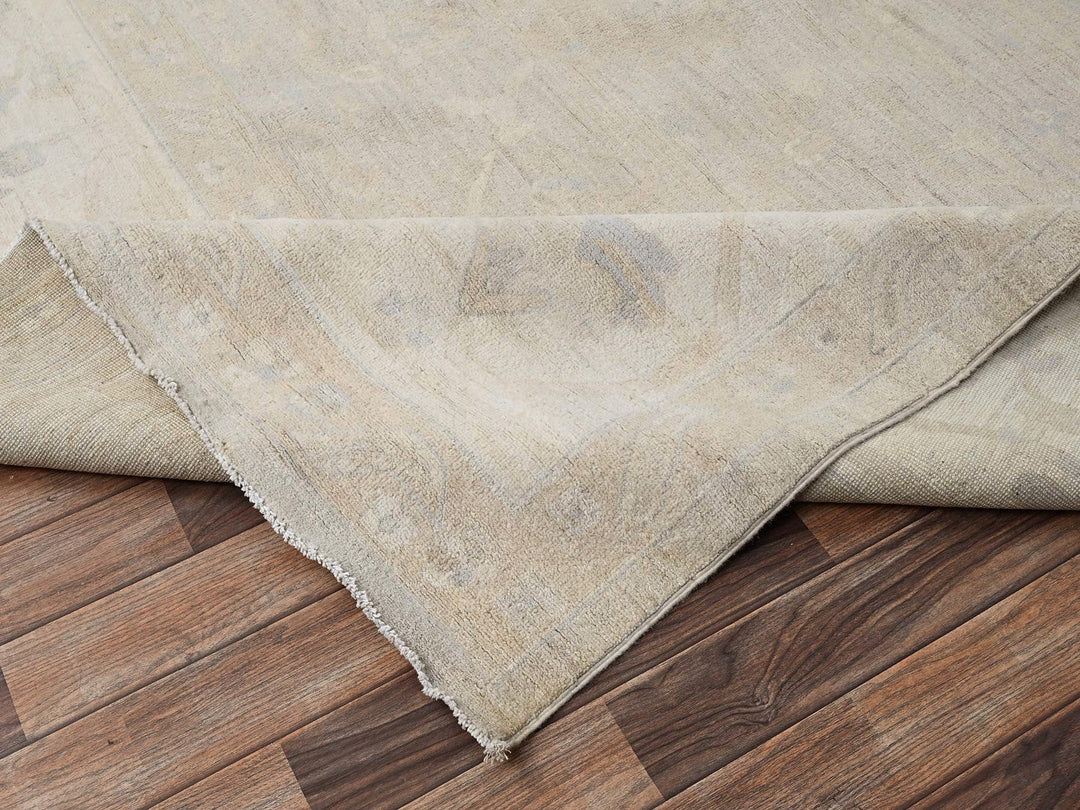 11'11" x 14'2" New Hand Knotted Ivory Wool Rectangle Oriental Rug - MOA1021523