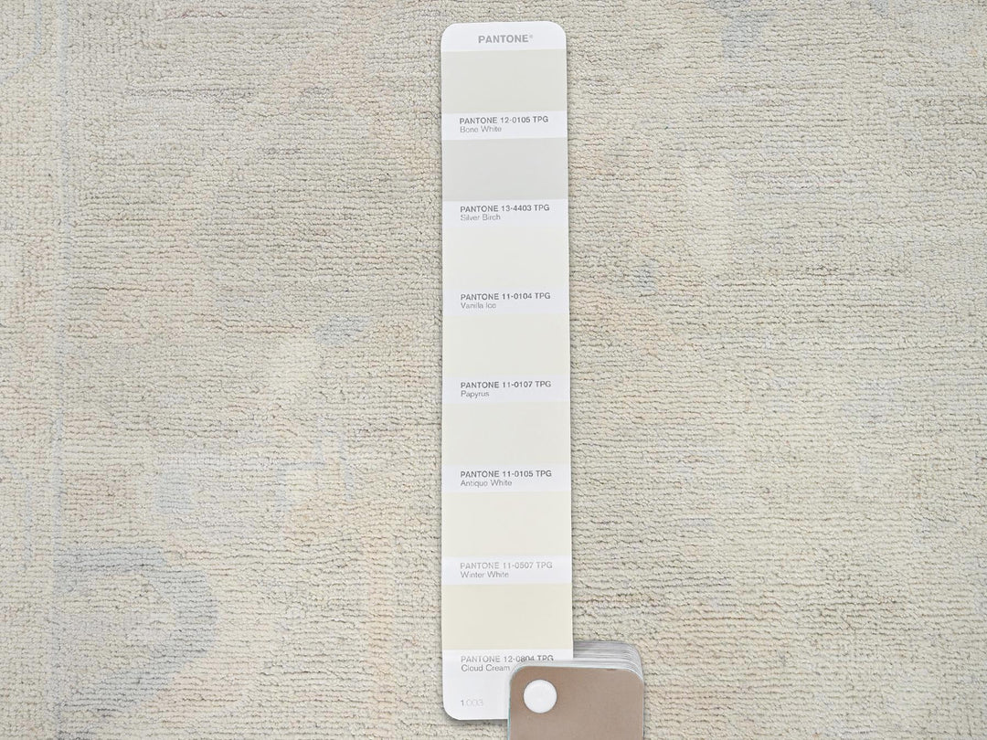 11'11" x 14'2" New Hand Knotted Ivory Wool Rectangle Oriental Rug - MOA1021523