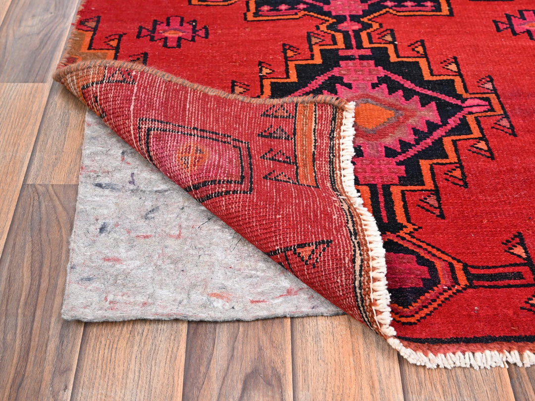 2'7" x 11'11" Vintage Hand Knotted Red Wool Runner Oriental Rug - MOA1021524