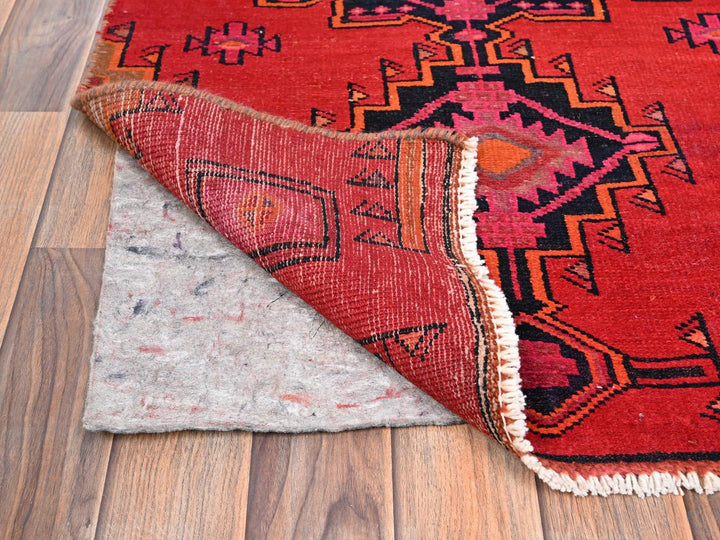 2'7" x 11'11" Vintage Hand Knotted Red Wool Runner Oriental Rug - MOA1021524
