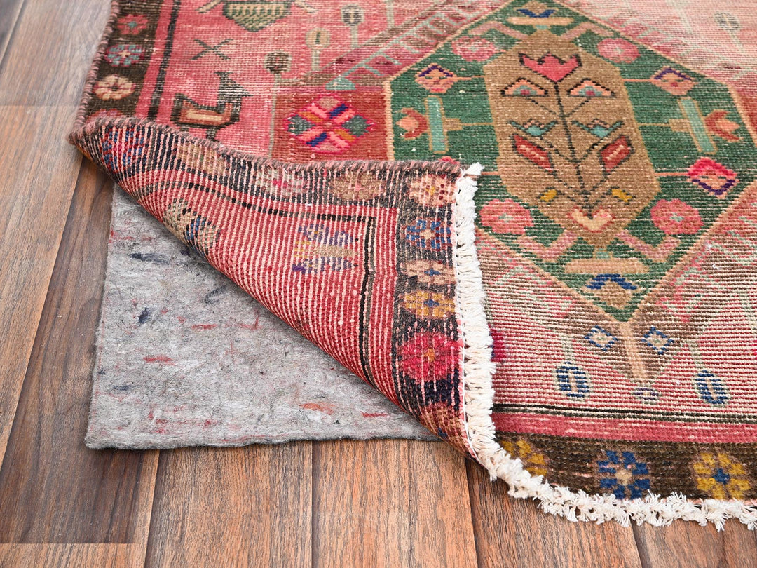2'10" x 7'0" Vintage Hand Knotted Pink Wool Runner Oriental Rug - MOA1021525