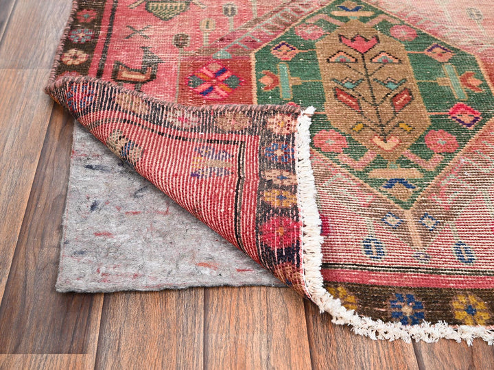 2'10" x 7'0" Vintage Hand Knotted Pink Wool Runner Oriental Rug - MOA1021525