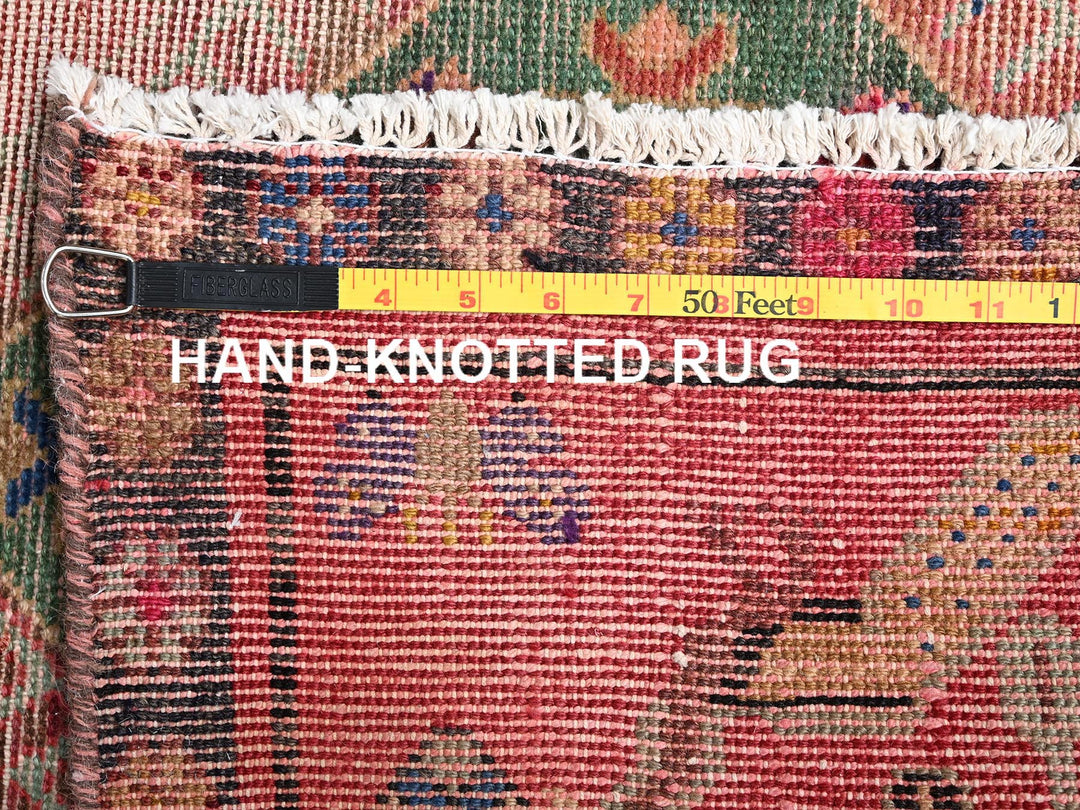 2'10" x 7'0" Vintage Hand Knotted Pink Wool Runner Oriental Rug - MOA1021525