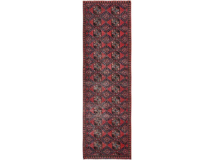 2'7" x 9'0" Vintage Hand Knotted Red Wool Runner Oriental Rug - MOA1021526