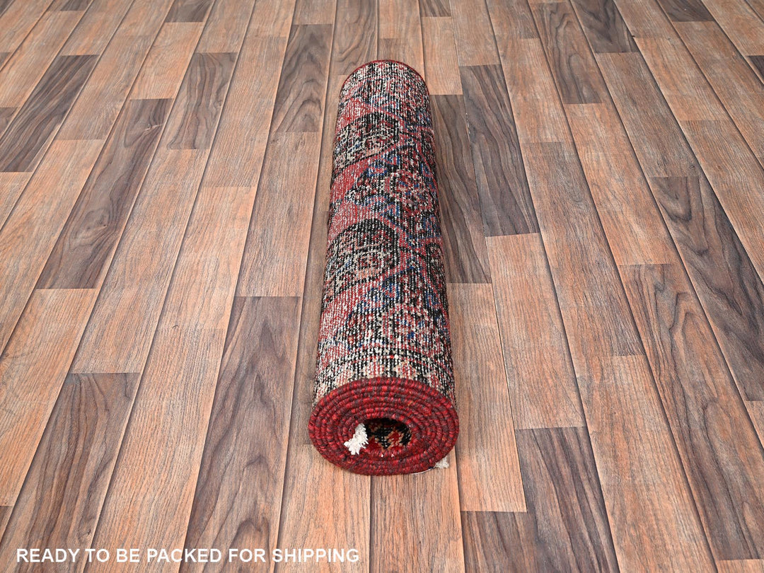 2'7" x 9'0" Vintage Hand Knotted Red Wool Runner Oriental Rug - MOA1021526