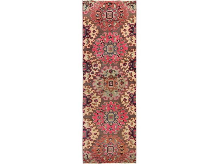 3'0" x 9'5" Vintage Hand Knotted Brown Wool Runner Oriental Rug - MOA1021528