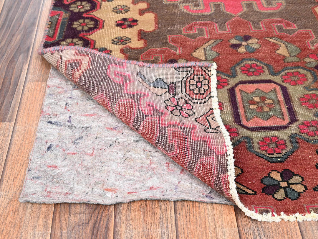 3'0" x 9'5" Vintage Hand Knotted Brown Wool Runner Oriental Rug - MOA1021528