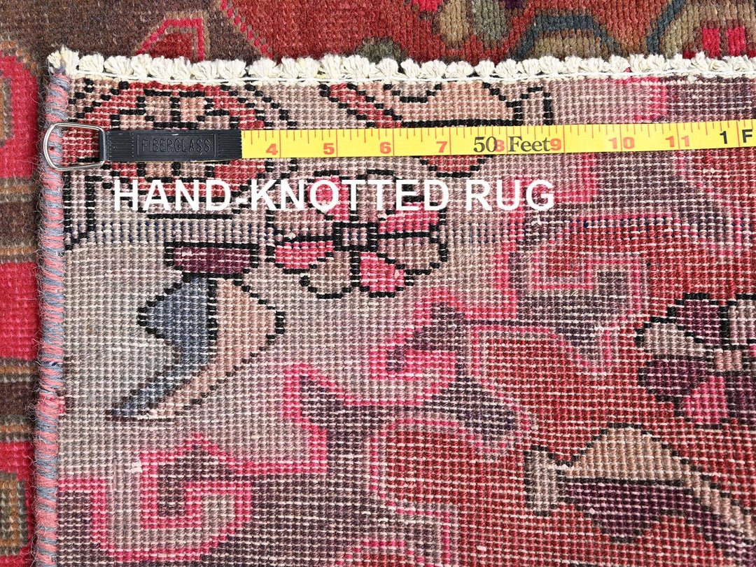3'0" x 9'5" Vintage Hand Knotted Brown Wool Runner Oriental Rug - MOA1021528