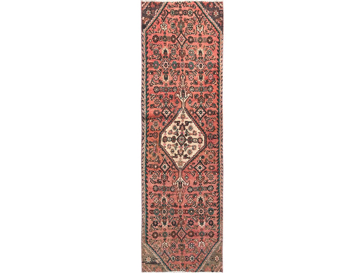 2'6" x 8'10" Vintage Hand Knotted Pink Wool Runner Oriental Rug - MOA1021529