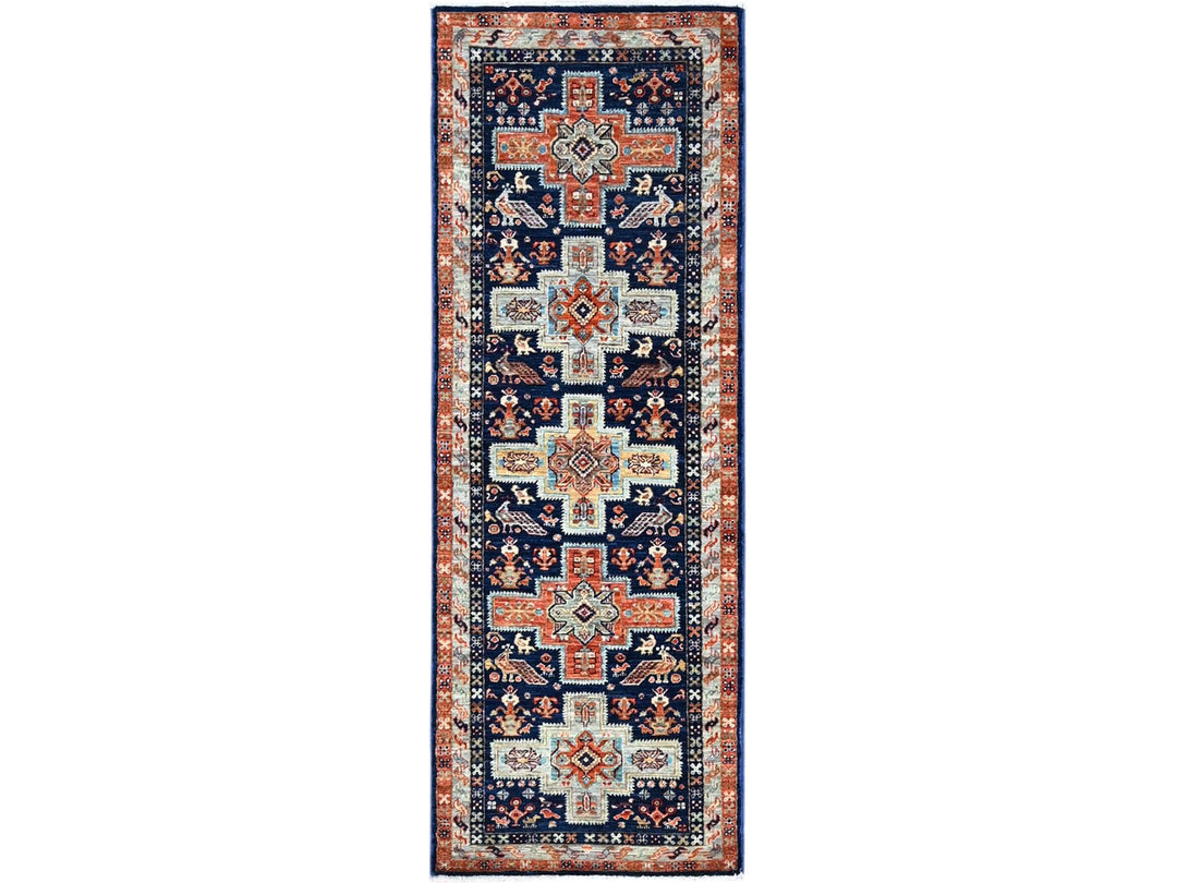 2'1" x 5'10" New Hand Knotted Blue Wool Runner Oriental Rug - MOA102152