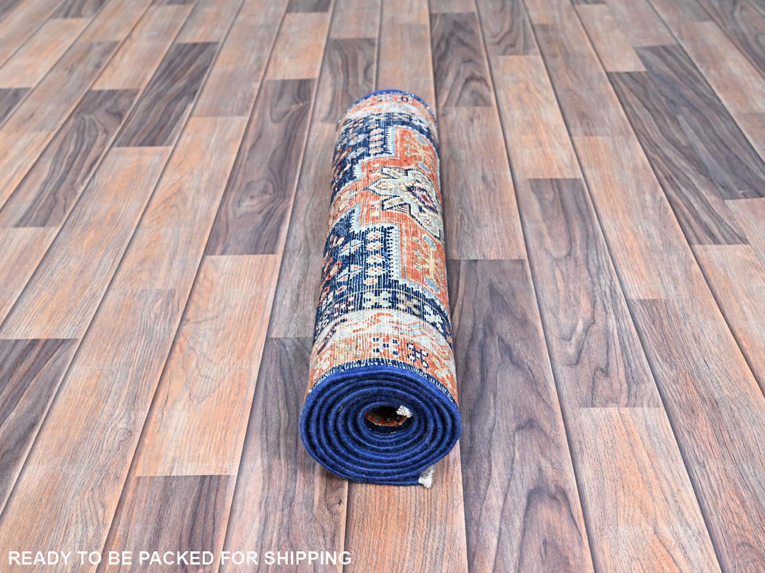 2'1" x 5'10" New Hand Knotted Blue Wool Runner Oriental Rug - MOA102152