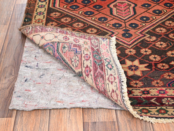 2'9" x 9'11" Vintage Hand Knotted Brown Wool Runner Oriental Rug - MOA1021530