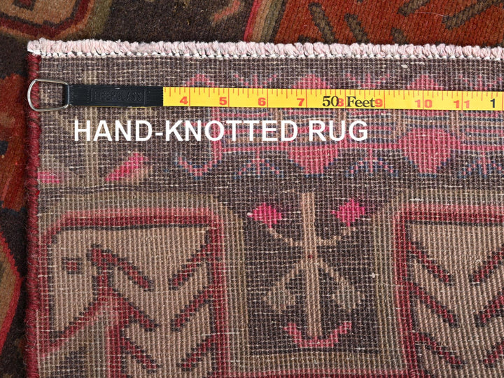 2'10" x 8'11" Vintage Hand Knotted Brown Wool Runner Oriental Rug - MOA1021531