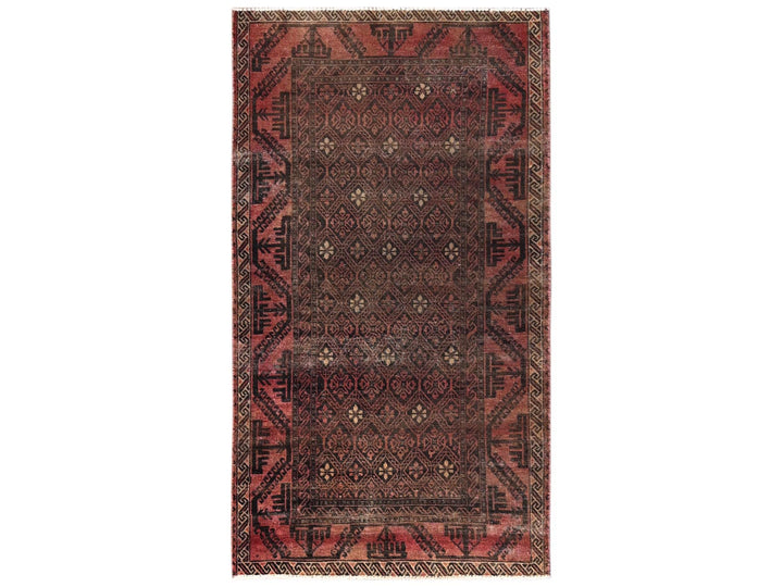 3'5" x 6'4" Vintage Hand Knotted Brown Wool Rectangle Oriental Rug - MOA1021534