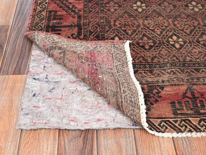 3'5" x 6'4" Vintage Hand Knotted Brown Wool Rectangle Oriental Rug - MOA1021534