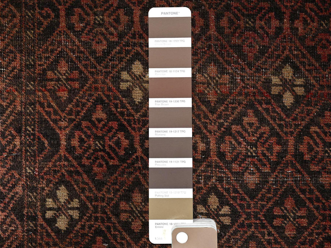 3'5" x 6'4" Vintage Hand Knotted Brown Wool Rectangle Oriental Rug - MOA1021534