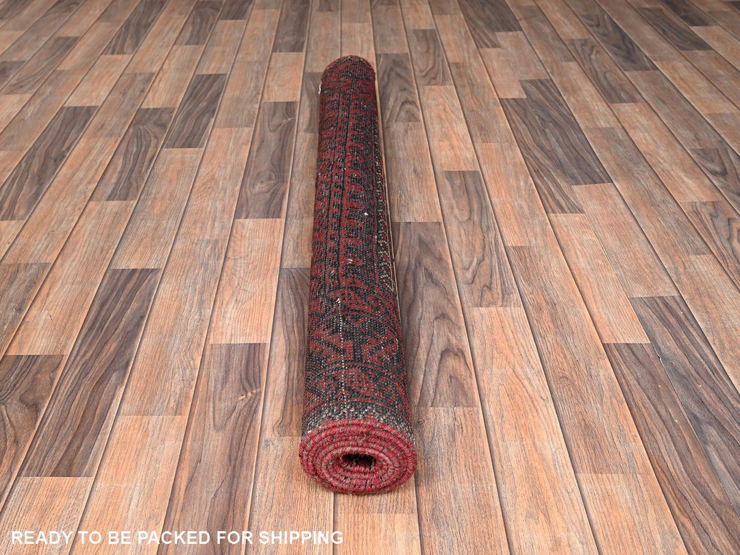 4'1" x 7'1" Vintage Hand Knotted Red Wool Rectangle Oriental Rug - MOA1021535