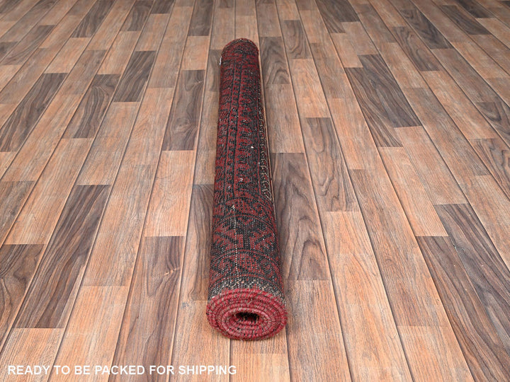 4'1" x 7'1" Vintage Hand Knotted Red Wool Rectangle Oriental Rug - MOA1021535
